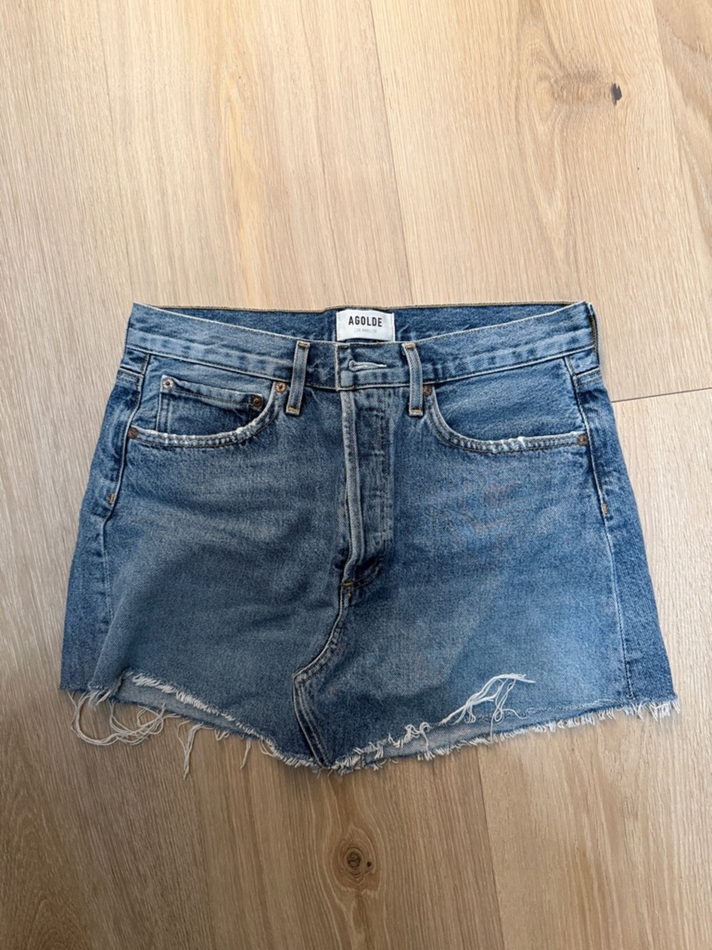 Agolde Parker Angled Denim Skirt